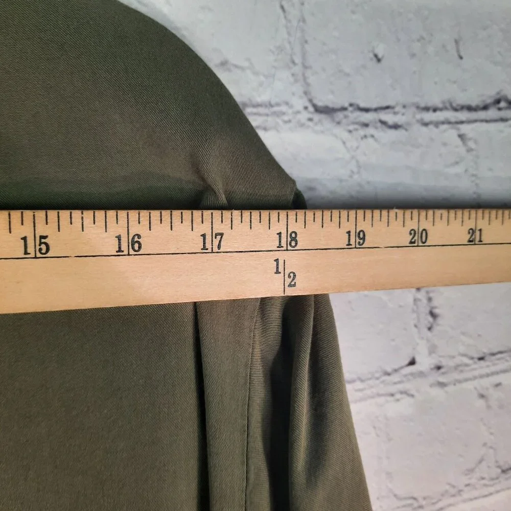 Given Kale Shirt Dress Green Collared Short Sleeve Button Front - Picture 7 of 9